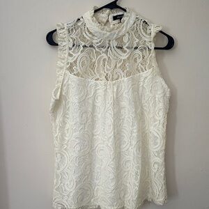 Heart Soul Lace Sleeveless Blouse - Cream